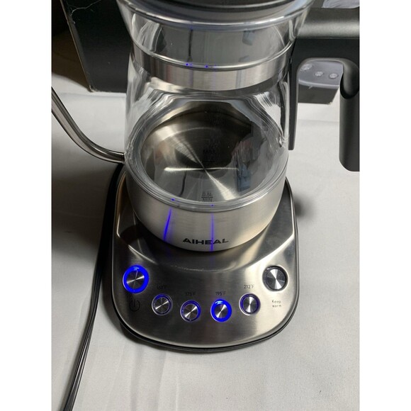 Electric Gooseneck Kettle, Glass Electric Tea Kettle with 4 Temperature Control - Picture 7 of 8